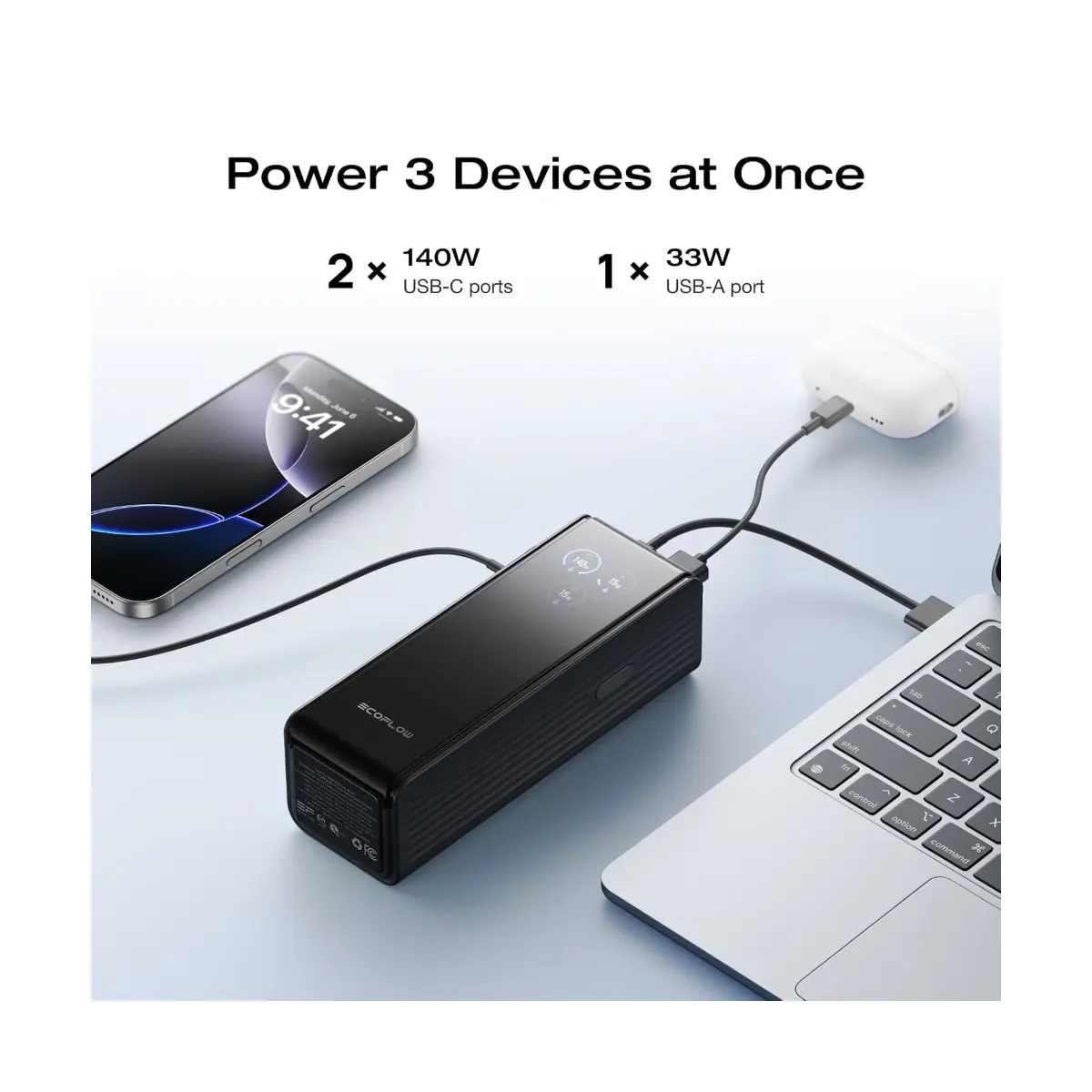 Powerbank EcoFlow/ Para Laptops/ 25,000 mAh/ Negro