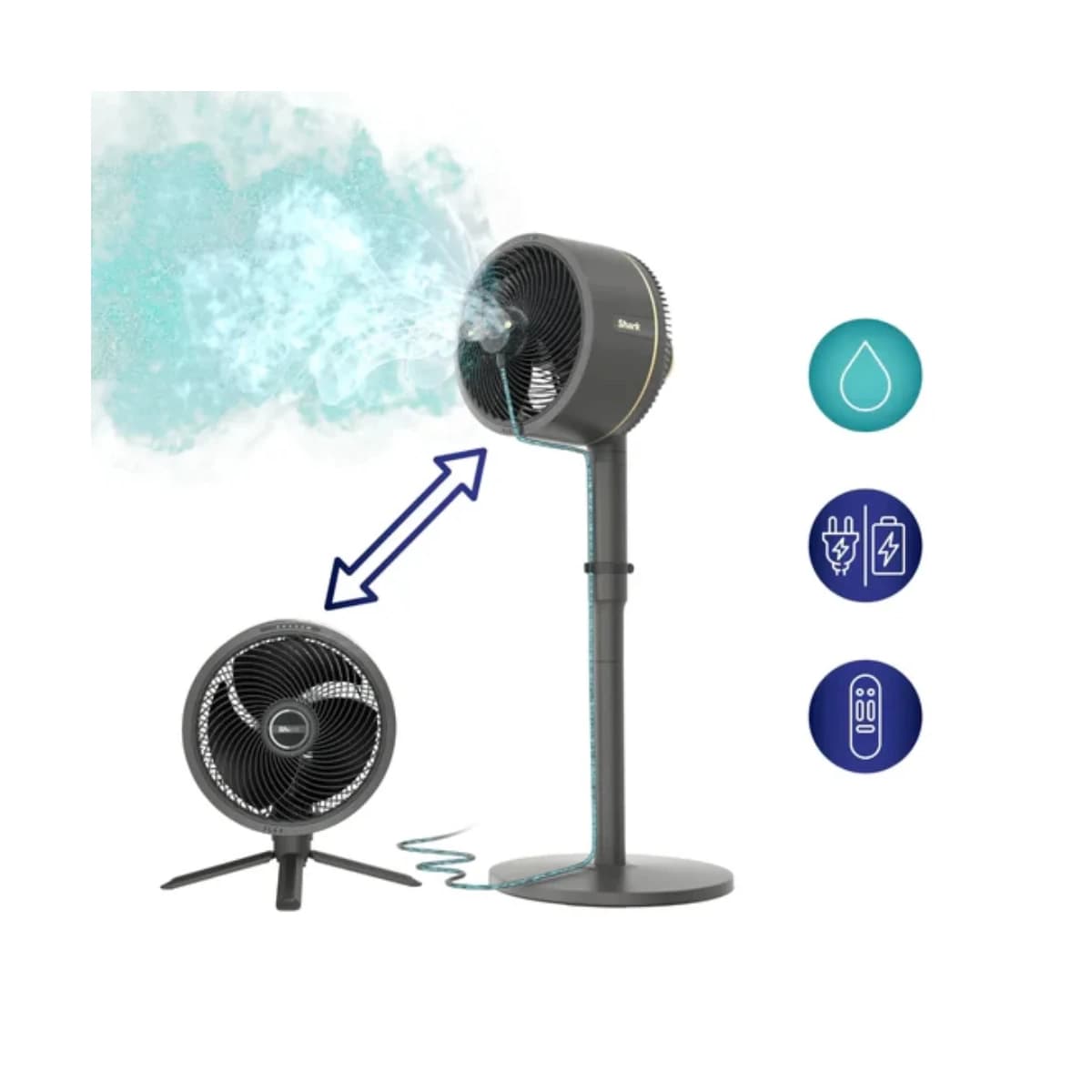 Ventilador Shark/ FlexBreeze con InstaCool Mist/ Recargable/ Negro
