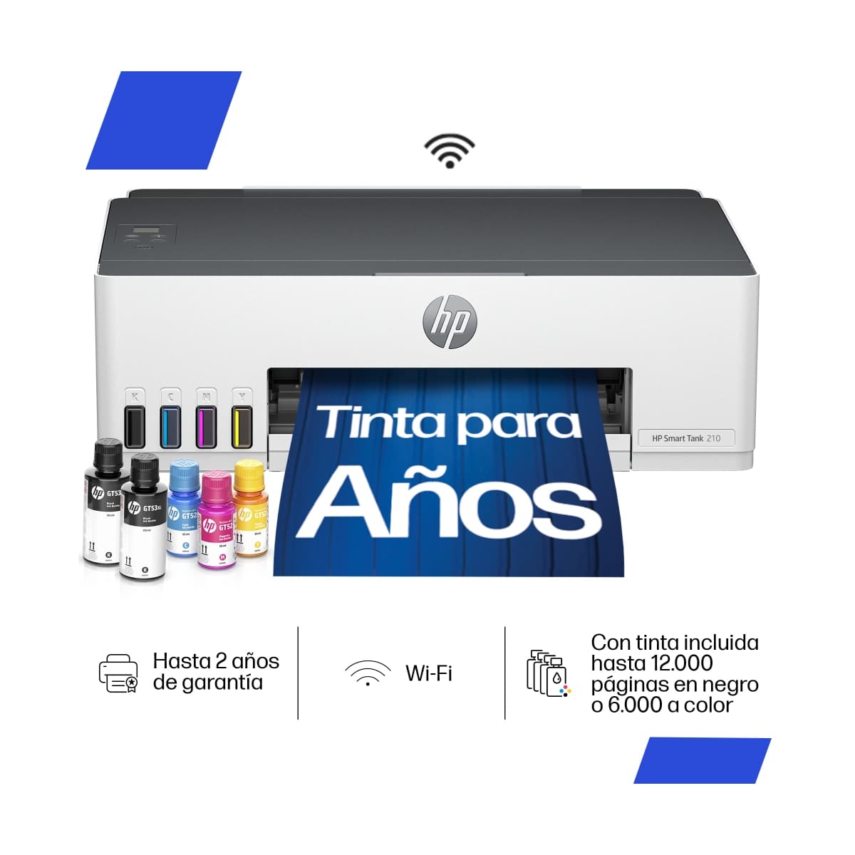 Impresora Unifuncional HP/ Smart Tank 210/ Wi-Fi/ Blanca