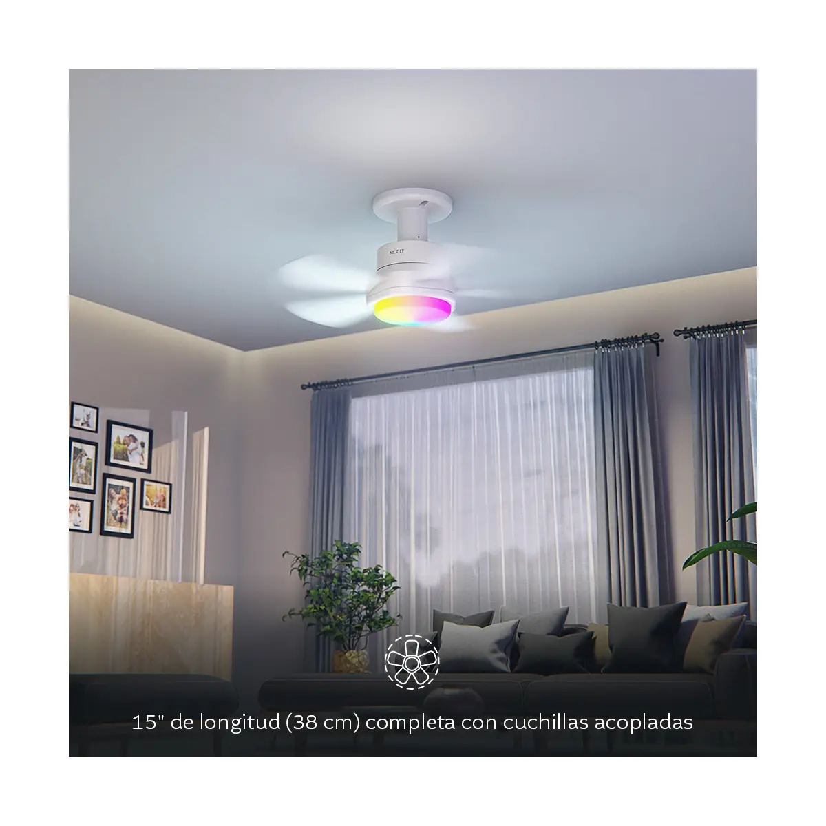 Ventilator de Techo Inteligente Nexxt/ Foco RGB/ Wi-Fi/ Blanco