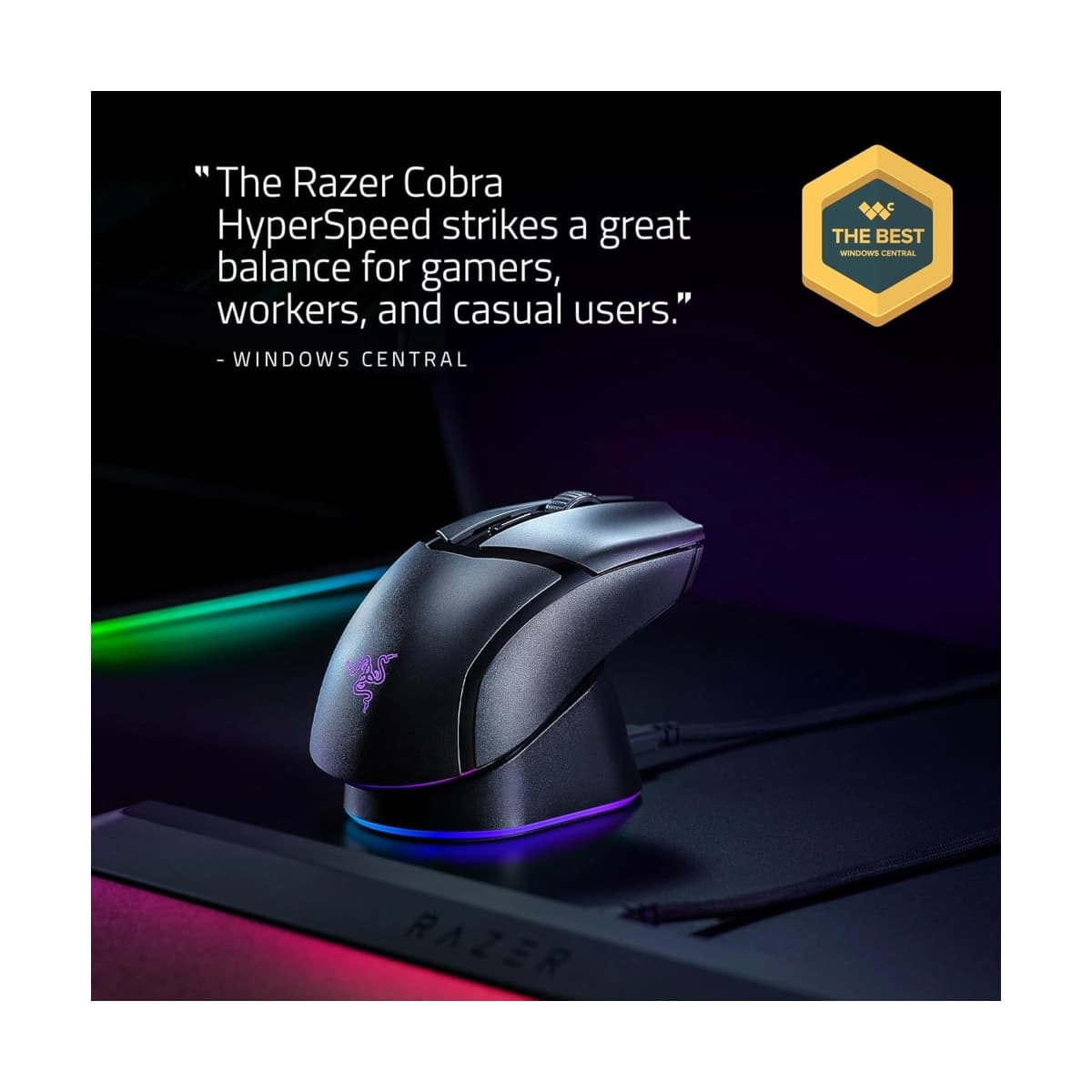 Mouse Gaming Razer/ Cobra HyperSpeed/ Inalámbrico/ Negro